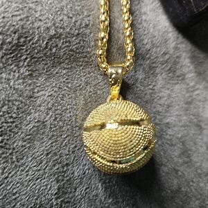Gold Basketball Pendant Necklace